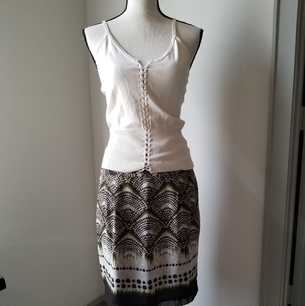 Green, brown and tan skirt